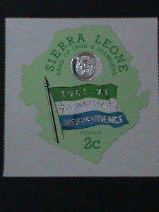 SIERRA LEONE-1971-SC# 416-LOVELY FLAG & LION HEAD SILVER EMBOSSED  -MINT-VF