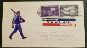 1945 WWII Patriotic Cachet Boothbay Harbor ME to Fort Bliss TX