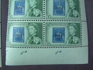 SEYCHELLES # 195-197-MINT/NEVER HINGED-COMPLETE SET OF PLATE # BLOCKS OF 4-1961