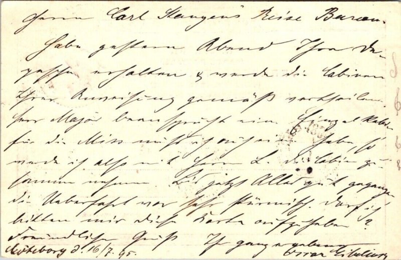 SCHALLSTAMPS SWEDEN 1895 POSTAL HISTORY STATIONERY POSTCARD ADDR GERMANY