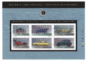 Canada #1490 Used miniature sheet of 6, Historic land vehicles