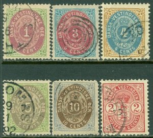 EDW1949SELL : DANISH WEST INDIES 1874-1903 Sc #5-8, 10, 29 All VF, Used Cat $160