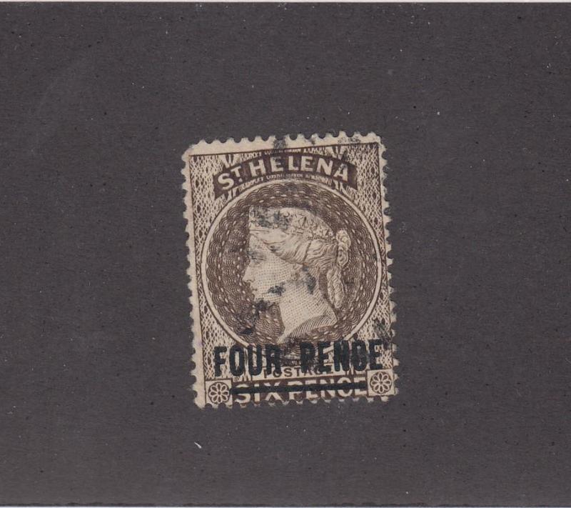 ST HELENA # 38 QUEEN VICTORIA 4p SURCHARGE LIGHT USEDCAT VALUE $30