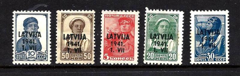 Latvia surcharge on Russia Scott #616,619A,734-6 MNH