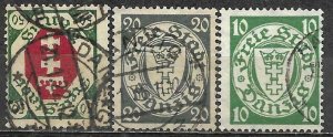 Germany Danzig Stamps Coat Of Arms 10 20 50 Pf Used 