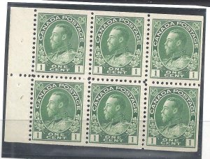 Canada #104a MINT NH VF 1c GREEN ADMIRAL BOOKLET PANE BS22736