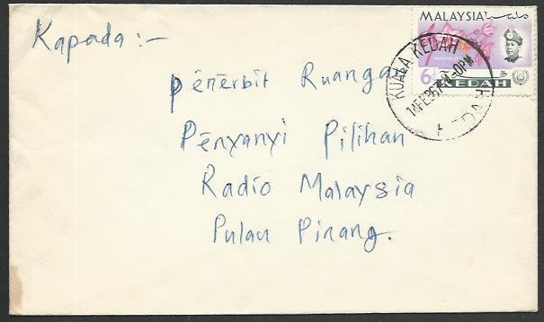 MALAYA KEDAH 1967 cover ex KUALA KEDAH.....................................65410