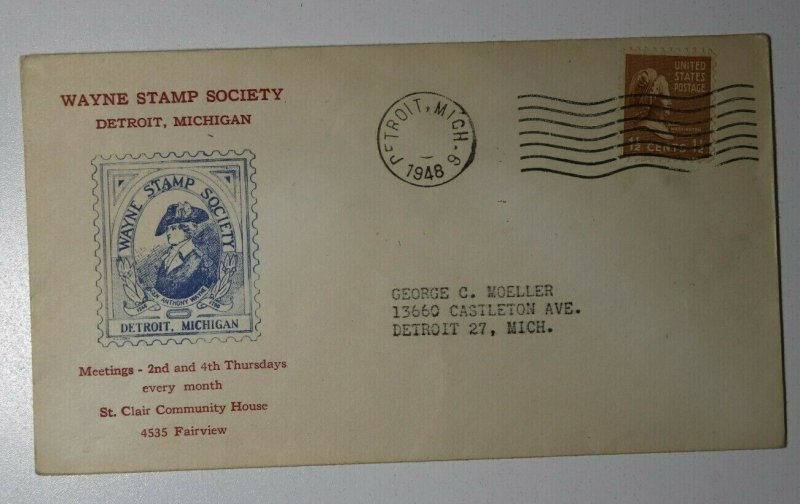 Wayne Stamp Society Exhibition Detroit MI 1963 Gen Anthony Wayne Philatelic Covr