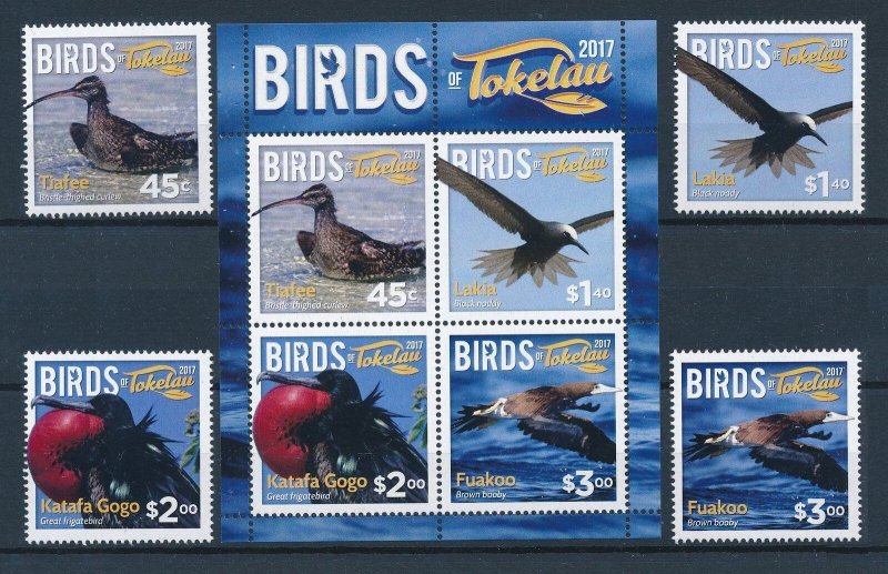 [112109] Tokelau 2017 Birds v�gel oiseaux Noddy Booby with Souvenir sheet MNH