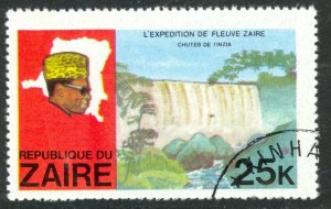 ZAIRE 1979 25K FINZIA WATERFALL Map Congo River Expedition Issue Sc 908 CTO Used