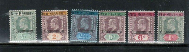 New Hebrides #1 - #6 Very Fine Mint Lightly Hinged