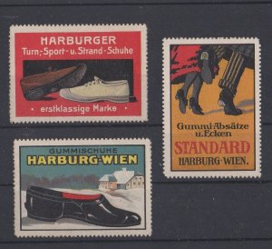 Group of 3 Austrian Advertising Stamps- Harburger Shoes, Vienna