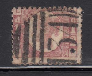 Great Britain 1870 used Sc #58 Plate 6 Position ?L 1/2p Victoria Cancel: '134...