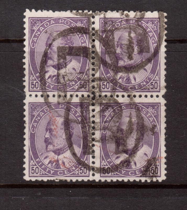 Canada #95 Very Fine Used Block With Ideal R Registered Cancels