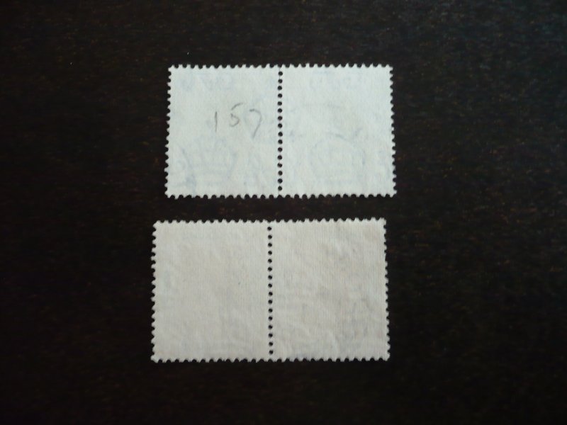 Stamps - Hong Kong - Scott# 157, 163b - Used 2 Pair of Stamps
