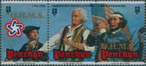 Cook Islands Penrhyn OHMS 1978 SGO13-O15 American Revolution Bicentenary strip M