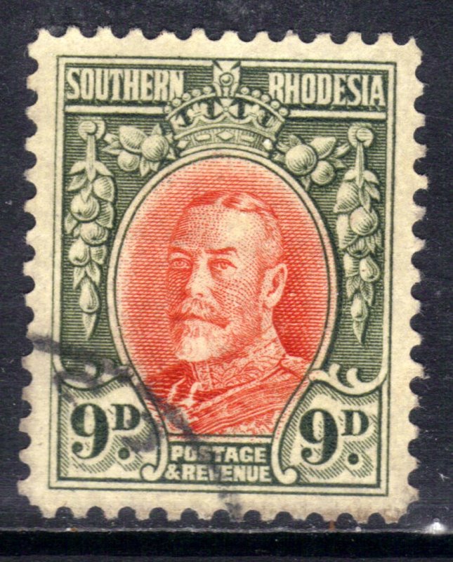 Southern Rhodesia 1931 - 37  KGV 9d used SG 21b Perfs 12 ( D110 )