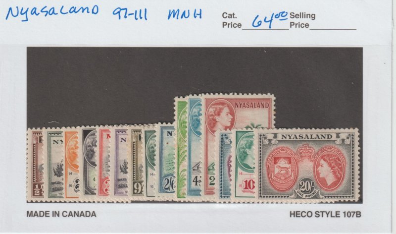 Nyasaland 97-111 VF MNH