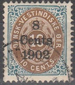 Danish West Indies #28  F-VF Used CV $12.50   (A14048)