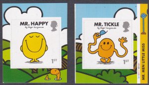 sg3901-3902 PM54 2016 Mr men Pair of 1st class stamps from booklet-self adhesive