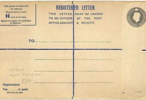 GB POSTAL STATIONERY ERROR *Fee of 4d* Registered Stationery RP70H 1950s EE50