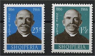 ALBANIA, 100 ANNIV. NDRE MJEDA, MNH SET 1966