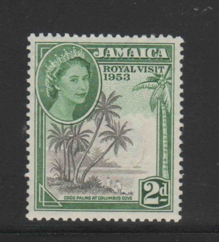 JAMAICA #154  1953  QEII ROYAL VISIT        MINT  VF LH  O.G  c