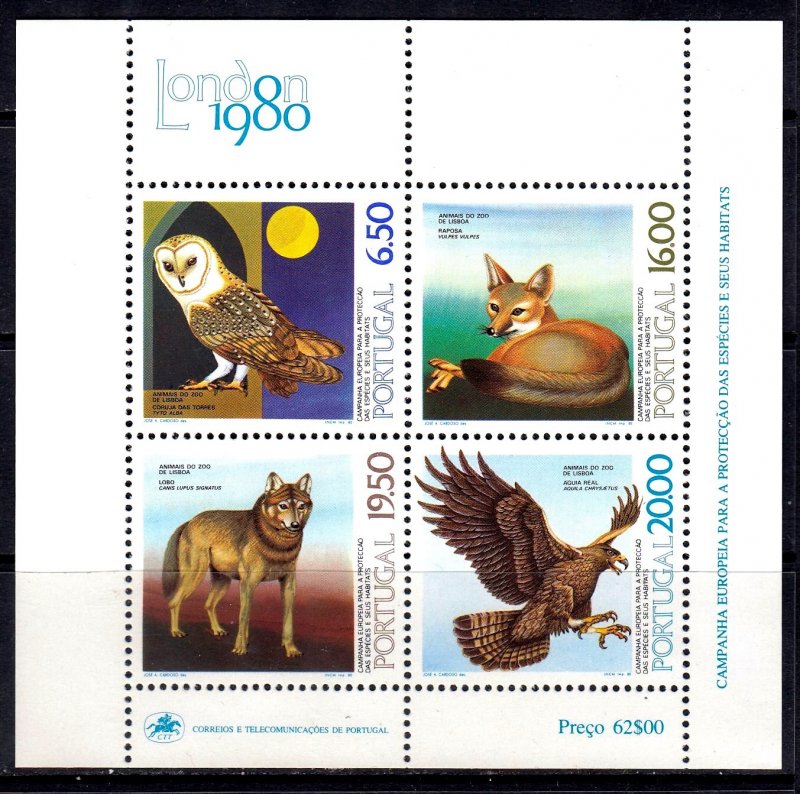Portugal 1980 Wildlife Protection Mint MNH Miniature Sheet SC 1465a