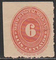 MEXICO 224, 6c LARGE NUMERAL, UNUSED, H OG. F.