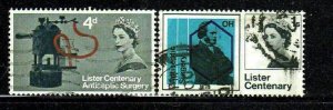 GREAT BRITAIN #426-427 1965 JOESPH LISTER F-VF USED b