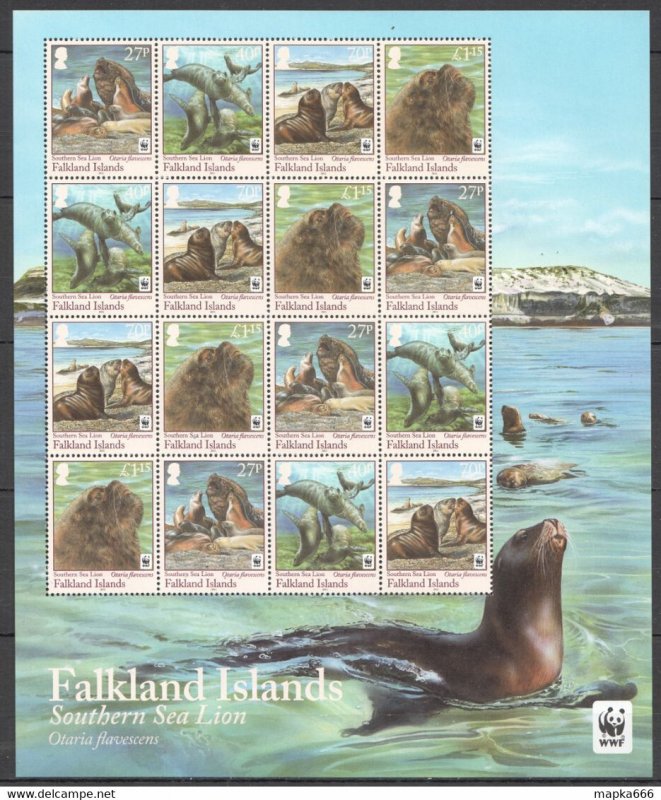 2011 Falkland Islands Sea Lions Wwf Marine Life #1143-6 40 Euro ** Fat017