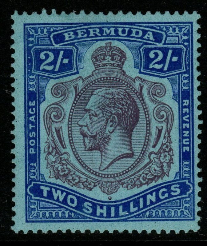 BERMUDA SG88b 1924 2/= PURPLE & BRIGHT BLUEBREAK IN CROWN & SCROLL MTD MINT