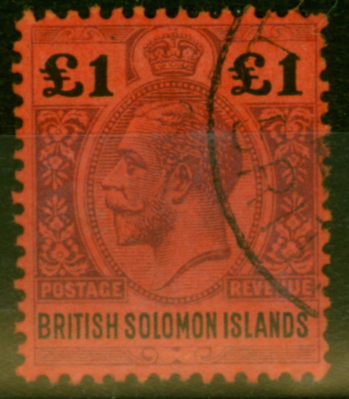 Solomon Islands 1914 £1 Purple & Black-Red SG38 Fine Used 