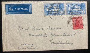 1934 Akyab SOR Burma Early Airmail cover To Surrey England