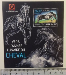 Central African Republic 2013 horses animals stamp exhibition s/sheet mnh