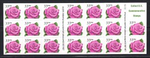U.S. #3052d MINT, NH CORAL PINK ROSE BOOKLET PANE - PRICED AT HACE VALUE !