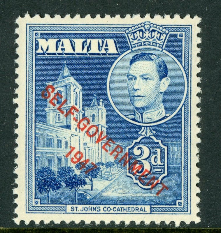 Malta 1948 Self Government 3p Blue Scott 213 Mint A96 ⭐⭐⭐ 