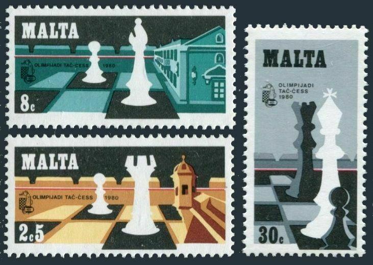 Malta 577-579,MNH.Michel 621-623. Chess Olympiad,1980.