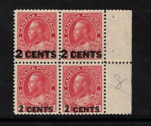 Canada #139v Very Fine Mint Essay Overprint Never Hinged Block *With Certificate