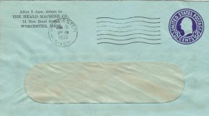U.S. THE HEALD MACHINE CO. New Bond St, Worcester 1933 Pre Paid Cover Ref 47489