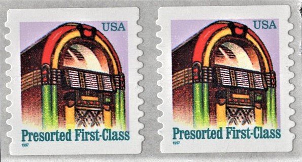 US 2912B MNH VF 25 Cent Jukebox Presorted Die Cut 9.8 Pair