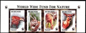 BURUNDI 2004 FAUNA WWF: Antelope Sitatunga. Top Strip, MNH