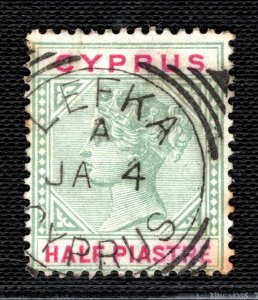 CYPRUS QV Postmark *LEFKA* Scarce SQUARED CIRCLE Superb Strike ½p Stamp LGREEN57