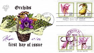 Beautiful Pugh Designed/Painted Orchids  FDC.. 67 of 82 created!