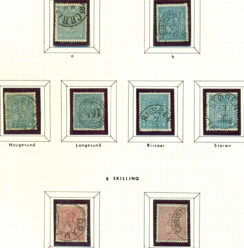 NORWAY 1867 Coat of Arms TYPE Collection (Sc#11-15) used, 15 stamps Scott $1,740