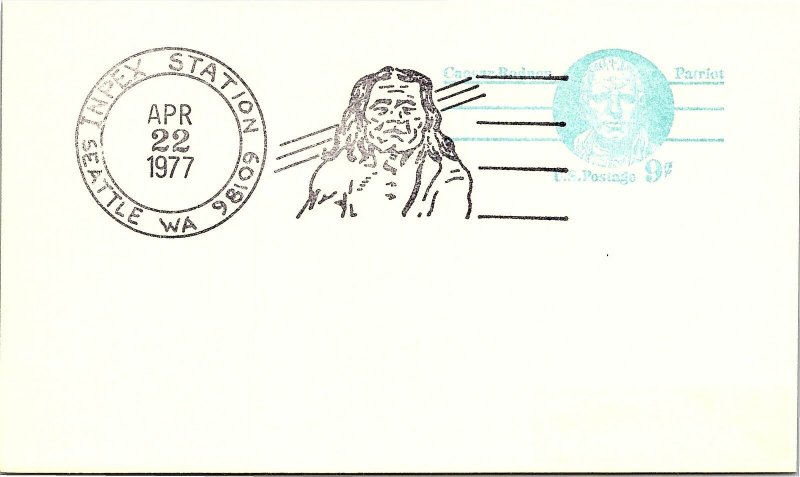 US SPECIAL PICTORIAL CANCEL POSTAL CARD INPEX STATION SEATTLE WASHINGTON 1977