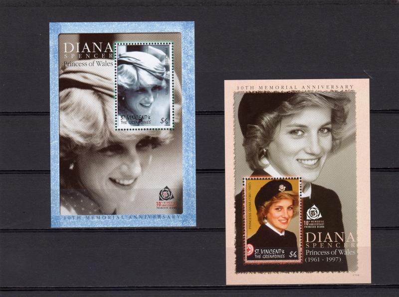 St.Vincent & The Grenadines 2007 Sc#3578/79 Diana 10th.memorial Anniv.2 S/S MNH