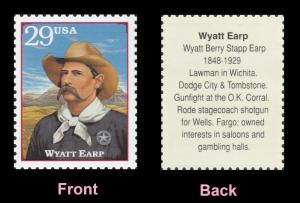 US 2869j Legends of the West Wyatt Earp 29c single MNH 1994