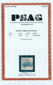 EDW1949SELL : USA 1869 Sc #118 Used. Fresh with neat cancel. PSAG Cert. Cat $800