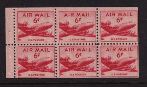 1949 AIRMAIL Sc C39a 6c carmine MNH full OG, booklet pane (T3